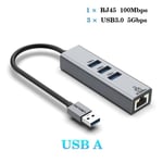 USB C HUB -telakointiasema Type C - RJ45 1000 Mbps Ethernet-sovitin USB3.0 HUB Gigabit verkkokortti 100 W lataustelakkalaajennus