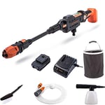 Yard Force 22Bar 20V Aquajet Cordless Pressure Washer with 2.5Ah Lithium-Ion Battery, Charger and Accessories LW C02