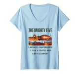 Womens Vintage Moab Souvenir | Mighty Big 5 Utah National Parks Tee V-Neck T-Shirt