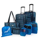 ITACA - Set Valise Souples à 4 roulettes - Lot Valise Tissu à Roulette - Sets de Bagages pour soute Avion, Soldes sur Set de valises à roulettes. Verrouillage à Combinaison 771800, Bleu Marine