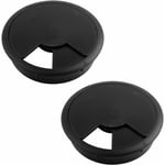 Cyclingcolors - 2x Passe câble Bureau Table Fil diamètre 80mm encastrable Cordon Prise Ordinateur écran Accessoire ameublement, noir