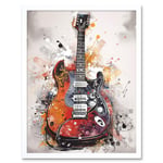 Electric Mandolin Guitar Instrument Modern Watercolour Illustration Art Print Framed Poster Wall Decor 12x16 inch