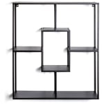 Pegane - Etagère murale en métal laqué noir - Longueur 60 x Hauteur 70 x Profondeur 18 cm