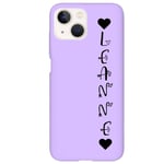 Coque violet Iphone 14 avec votre prenom 20 coeur et boho