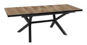 Table de jardin extensible Absolu Proloisirs HPL mat coloris chêne châssis graphite P.100 cm x L.180/240 cm x H.77 cm