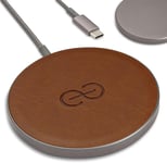 Empower Magnetic Wireless Charger Pad - Compatible Avec Magsafe Pour Iphone 15/14/13/12 & Qi-Certified Devices - Premium Vegan Leather [Chocolat]