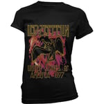 Led Zeppelin T Shirt Black Flames Band Logo Official Womens Skinny Fit Black L