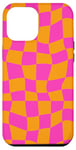 Coque pour iPhone 12 Pro Max Grand damier classique à carreaux orange et rose