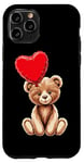 Coque pour iPhone 11 Pro Ours en peluche coeur amour joyeux Saint-Valentin