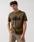 Boss Orange Injungle Mens Graphic Print T-Shirt - Brown - Size X-Large