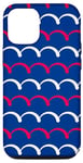 iPhone 12/12 Pro Navy Blue Crimson White Red Arched Semicircle Pattern Case