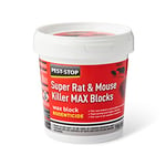 Pest-Stop Super Rat & Mouse Killer MAX Wax Blocks – Fast-Acting, Chocolate Scent, Durable Freshness, Single-Feed Rodent Control for Indoor & Outdoor Use, 150g, Red/white