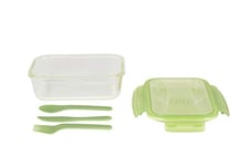 Pebbly PKV-022 - Lunch Box Nomade en Verre 1,2 L avec Couverts en Plastique