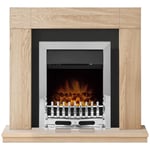 Adam Malmo Fireplace in Oak & Black with Blenheim Electric Fire in Chrome, 39...