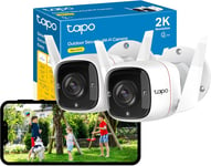 Tapo 2K Outdoor Security Camera, Motion Detection, IP66 Weatherproof, Built-in &