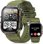 Montre Connectée Homme Avec Appels Bluetooth 1,96'' Smartwatch Militaire Avec 100+ Modes Sportifs Moniteur Fréquence Cardiaque Tensiomètre Étanche Montre Intelligente Pour Android Ios (Vert)[X134]