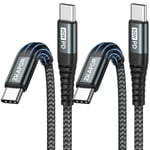 Câble USB C vers USB C [2M/Lot de 2] 60W PD Cable USB C Charge Rapide Nylon Tressé Câble USB Type C avec Phone 15/15 Pro Max, Samsung Galaxy S23, Pad Pro, Air, Huawei P40 /Mate 60, Pixel