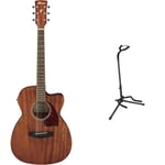 Ibanez Performance Series PC12MHCE-OPN - Grand Concert Electro-Acoustic Guitar with Cut-Away - Open Pore Natural + Amazon Basics Guitar Stand