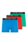 ANTONIO ROSSI (3/6 Pack) Men's Fitted Boxer Hipsters - Mens Boxers Shorts Multipack with Elastic Waistband - Cotton Rich, Comfortable Mens Underwear, Red, Green, Blue (3 Pack), XL