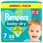 Pampers Baby-Dry Size 7 Nappies 15kg+ 12hr Protection Jumbo Pack Diapers Nappy