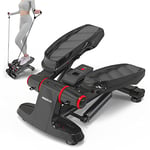 PROIRON Fitness Stepper 2 en 1 avec Cordes Élastiques, Mini Stepper d'Appartement avec écran Multifonctions, Stepper Appareil Maison, Stepper Up-Down pour l'aérobic Exercices Jambes Bras - Noir