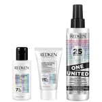 Redken Acidic Bonding Concentrate Shampoo and Conditioner with One United Spray Bundle for Healthy Looking Hair