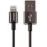 StarTech.com USB to Lightning Cable - 3 ft / 1m - Black - Metal Connectors - Apple MFi Certified - iPhone Charger Cable - iPad Charger - USB Cable (USBLTM1MBK)