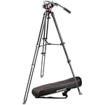 Manfrotto MVK502AM-1, Professional Fluid Video System Aluminium Tripod with Telescope Twin Leg, 75mm Half Ball, for HDSLR cameras, Carrying Bag Included