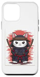 Coque pour iPhone 12 mini Chat samouraï japonais, chat ninja kawaii