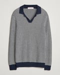 Orlebar Brown Horton Long Sleeve Knited Poloshirt Night Iris/White