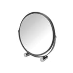 douceur d'intérieur, Miroir à Poser Double Face (Diamètre 17 cm) Vitamine Anthracite, Métal