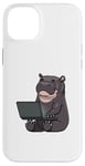 Coque pour iPhone 14 Plus Hippopotame travaillant sur un ordinateur portable Animaux