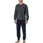 Schiesser Comfort Essentials Long Pyjamas Hvit/Marine bomull Medium Herre