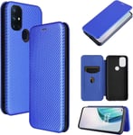 Compatible Avec Coque One Plus Nord N10, Mince Flip Fibre De Carbone [Test De Chute] Antichoc Stand Fente Avec Carte, Protecteur D'écran En Verre Trempé*2-Bleu