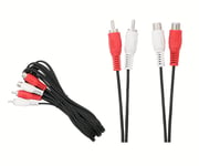 Nouveau 3m 2x RCA femelle vers 2x RCA mâle prise audio rallonge câble adaptat...