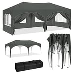 WOLTU Pop-up Gazebo, Gazebo with Sides 3m x 6m, Folding Event Shelter for Outdoor, Garden, Camping, Height Adjustable, Waterproof, UV-Protection, with Carry Bag, Grey, PVL0005gr-UK