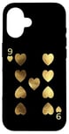 Coque pour iPhone 16 9 Nine of Hearts Poker Card Jeu de cartes Blackjack