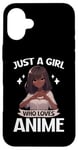 Coque pour iPhone 16 Plus Just a Girl Who Loves Anime Merch Afro-Américain Afro