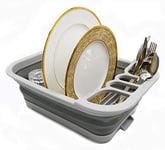 SAMMART Collapsible Dish Drainer with Drainer Board -Foldable Drying Rack Set -