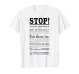 One Piece Stop Read And Obey World Government Poster T-Shirt