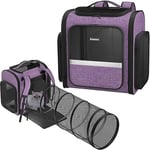 Pawtners Sac à Dos de Transport pour Chat avec Tunnel de Jeu Extensible, approuvé par Les compagnies aériennes, pour Petits Chiens et Grands Chats jusqu'à 11,3 kg, Sac de Transport Pliable pour