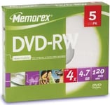 PACK 5 DVD-RW VIERGE MEMOREX 120 Min 4.7 GB 4x SPEED NEUF SOUS BLISTER D'ORIGINE