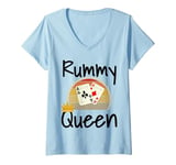 Womens Funny Rummy Queen Card Game Winner Mom Mother Grandmother V-Neck T-Shirt