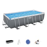 Piscine Hors Sol Rectangle BESTWAY Power Steel™ 549 x 274 x 132 cm avec Filtre à Sable, échelle, bâche