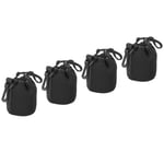 4Pcs 80mm ID x 100mm  H Camera Lens Bag with Thick Protective Neoprene Black