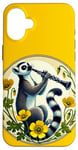 Coque pour iPhone 16 Plus Lemur jouant d'une clarinette Illustration Mignon Band Class Art