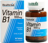 HealthAid Vitamin B1 (Thiamin) 100mg - Prolonged Release - 90 Tablets-6 Pack