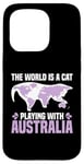 Coque pour iPhone 15 Pro Le monde est un chat qui joue avec l'Australie World Map Traveler