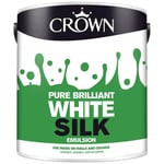 Crown Silk Pure Brilliant White Emulsion Wall & Ceiling 2.5 Litre Paint UK