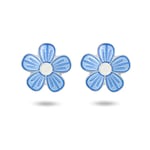Ørepynt i sølv – blå blomster